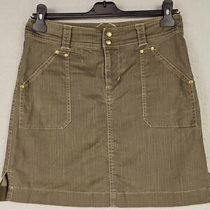 Kuhl Womens Denim Cargo Skirt Size 8 in Driftwood Khaki Hiking